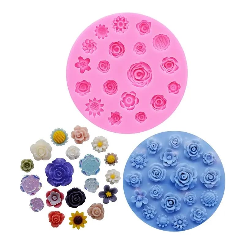 Fiori Stampo in silicone Fiore Custodia per telefono in resina Testa Corda Carta per capelli Accessori per gioielli Stampo Fiore Torta al cioccolato Stampo in silicone
