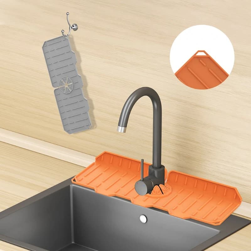 Tappetino per rubinetto da cucina in Silicone per lavello supporto per scarico in spugna tappetino per lavello pieghevole rubinetto Splash Catcher tappetino protettivo per controsoffitto del bagno