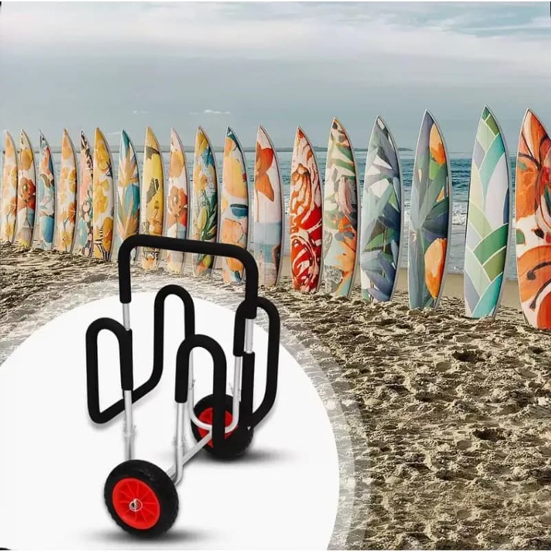 Rimorchio per tavola da surf con carrello in alluminio doppio SUP staccabile portatile per 2 tavole da paddle Trasporto pieghevole di sport acquatici per kayak