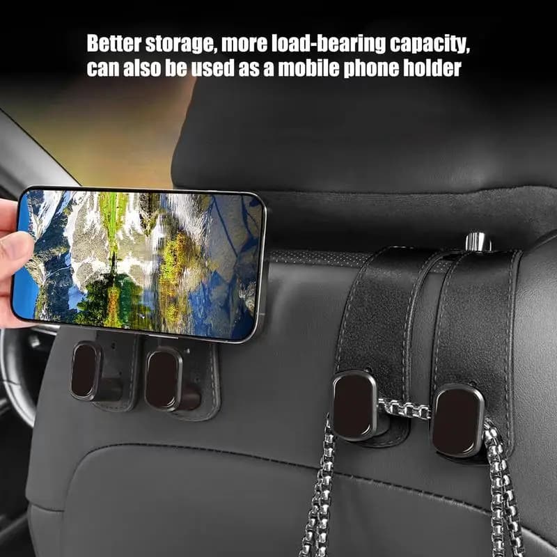 Car headrest hooks, back seat, phone organizer, phone support, multifunctional vehicle hook for road travel with truck umbrella