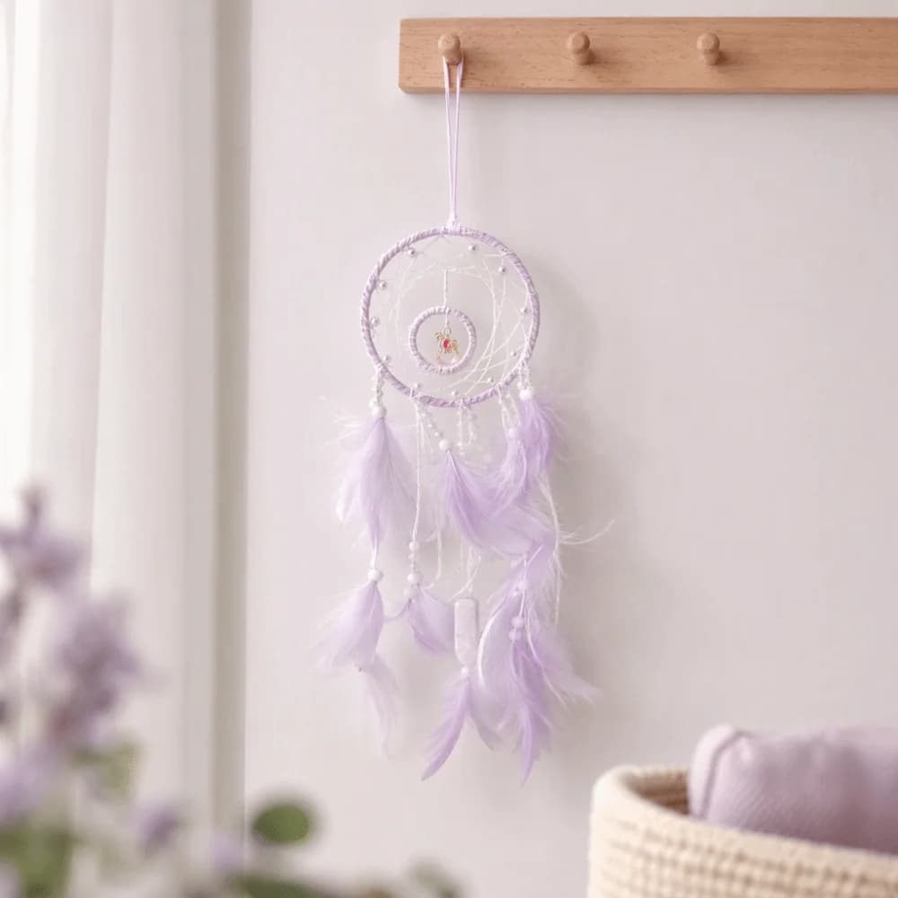 Iron Ring Dream Catcher Wall Hanging Purple Woven Net Feather Dream Catcher 20.47in DIY Dream Catcher Ornament Car Interior