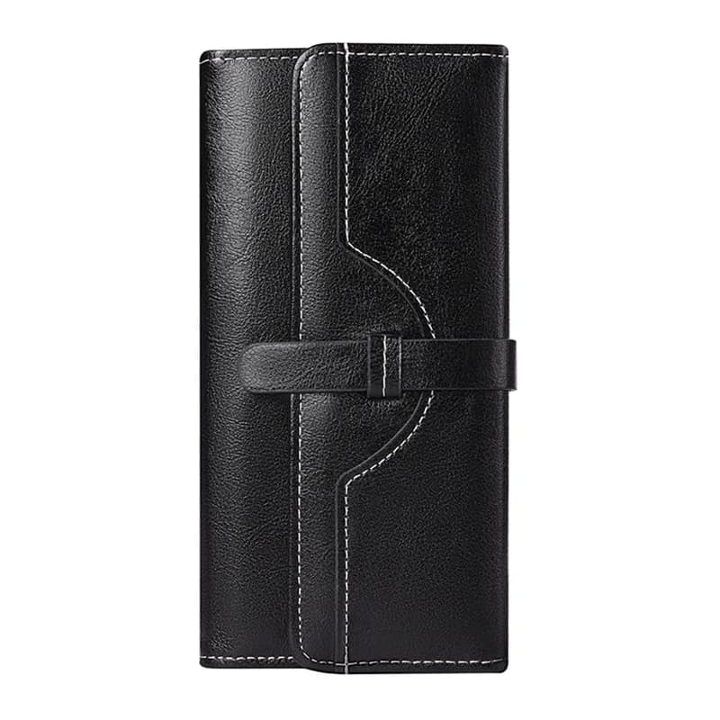 RFID Blocking Leather Women Wallet Long Lady Leather Purse Brand Design Luxury Oil Wax Leather Female Wallet 2026