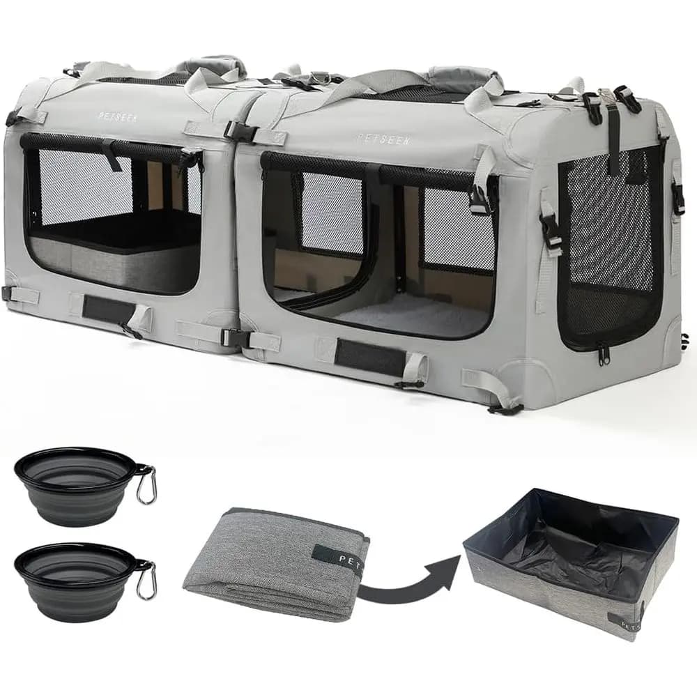Trasportino Extra Large Morbido per Animali Domestici, Portatile per Cani Piccoli o 2 Gatti, 24x16.5x16, Design Confortevole per Viaggi in Auto con Lettiera