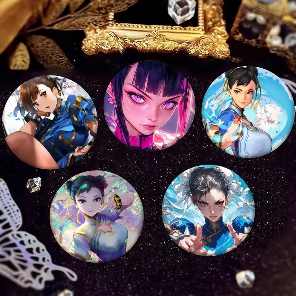 Chun-Li Street Fighter Anime Badge Tinplate Coin Brooch Clothing Backpack Accessories Lapel Pin