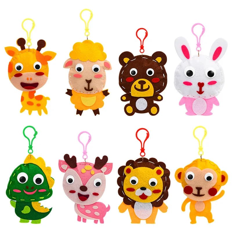 Bambini Giocattoli da cucito fai-da-te Portachiavi animale del fumetto Montessori Arti e mestieri Kit fatti a mano Creatività Regalo educativo precoce per ragazze