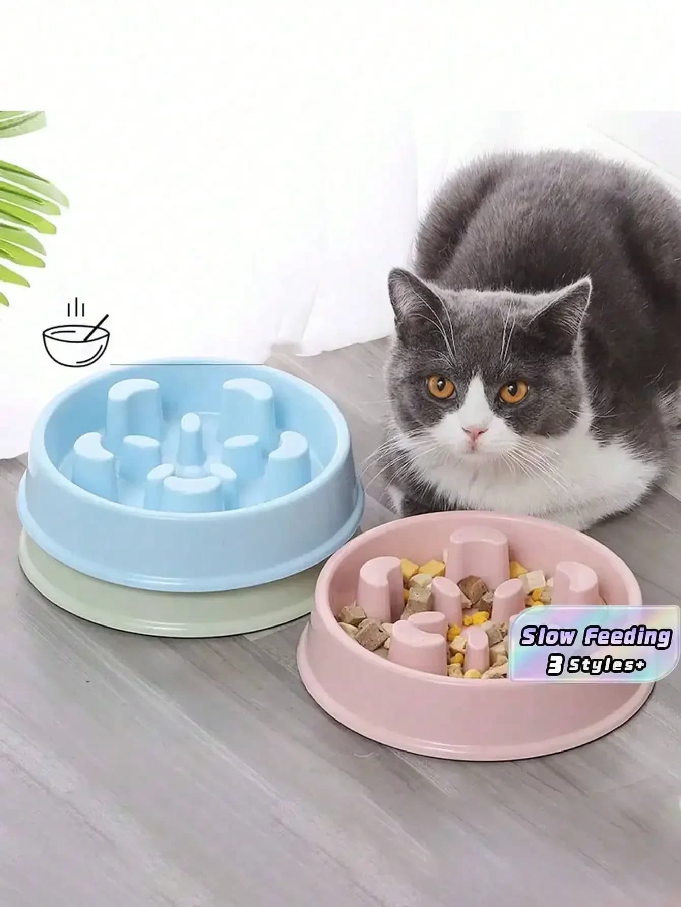 Portable Plastic Slow Feeder Eat Slow Cat Dog Bowl Puppy Kitten Feeding Food Dish Pets Slowly Puzzle Feeders Anti Choke Bowl