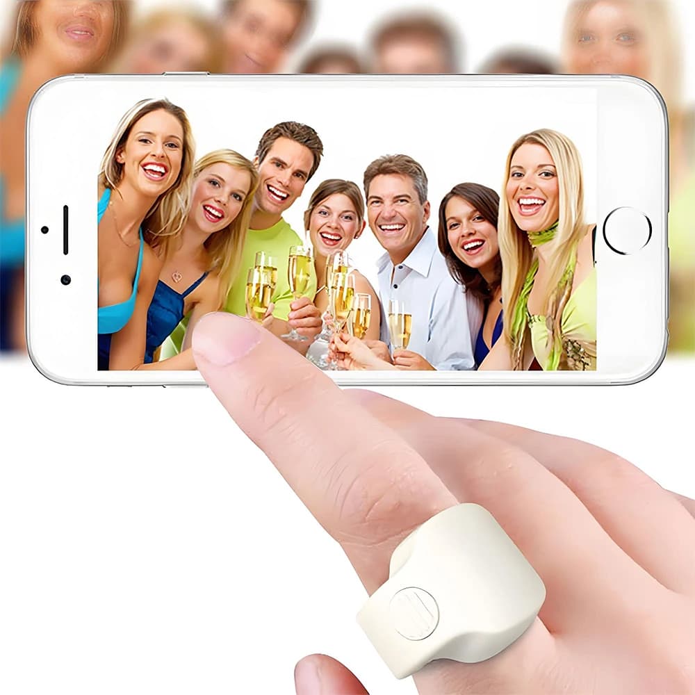 Nuovo anello pulsante remoto Bluetooth-co Controller wireless 10M Comodo otturatore per fotocamera fotografica Selfie per telefono esterno per Android IOS
