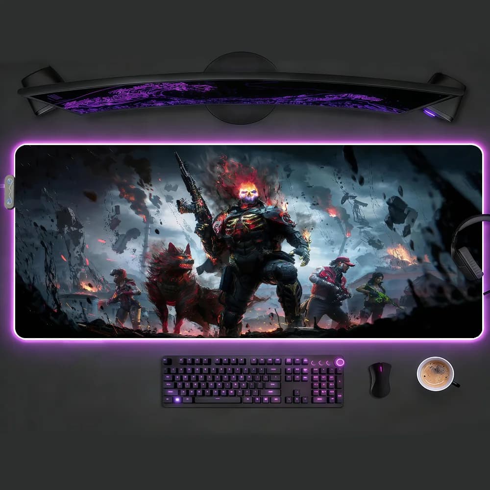 Tappetino per mouse RGB LED antiscivolo in gomma per gaming, accessori per computer, tappetino grande per tastiera da ufficio e gaming