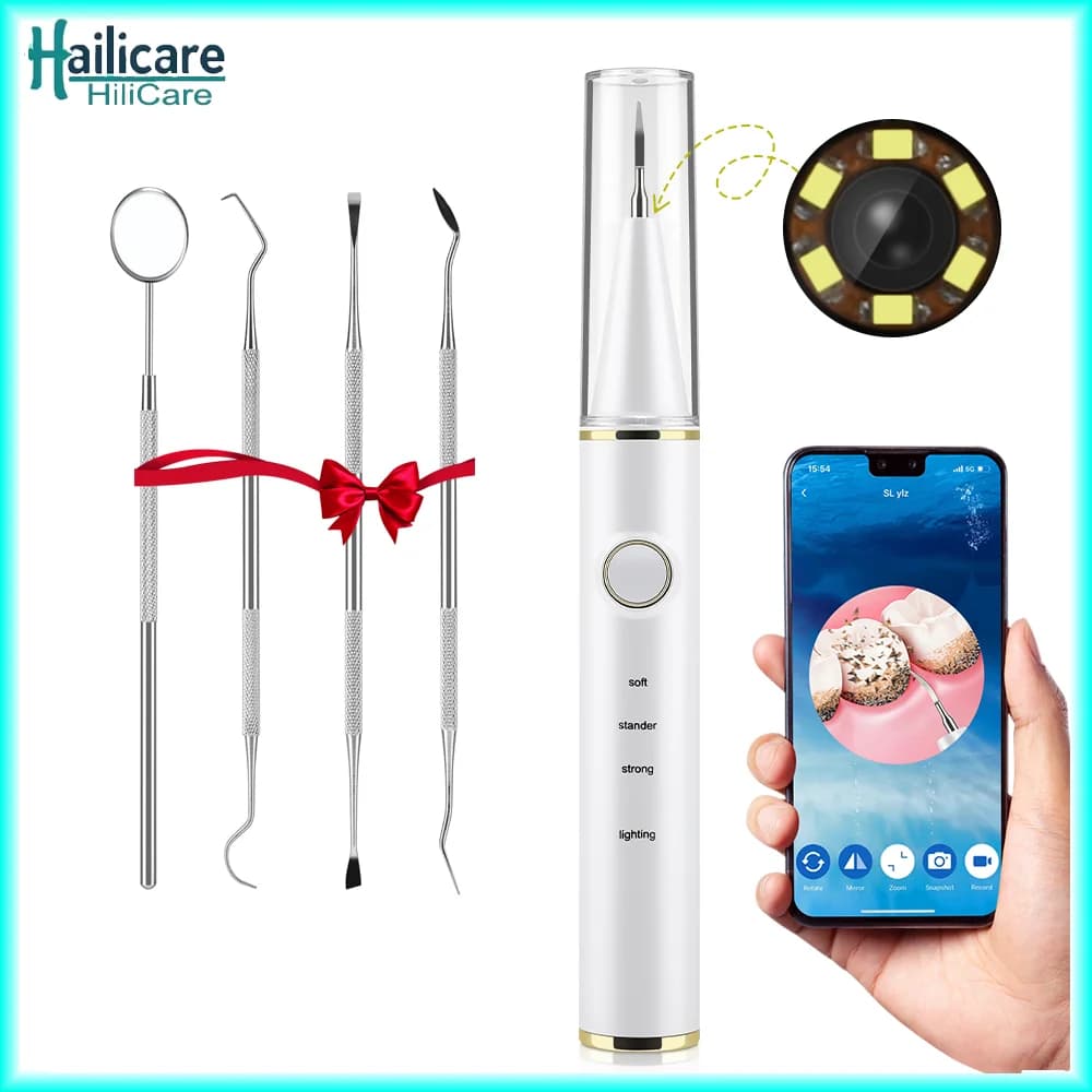 Ultrasonic Tooth Detergent with Camera Portable Dental Scaler Calculation Removal Plate Eliminator Teeth Whitening Tool Clean