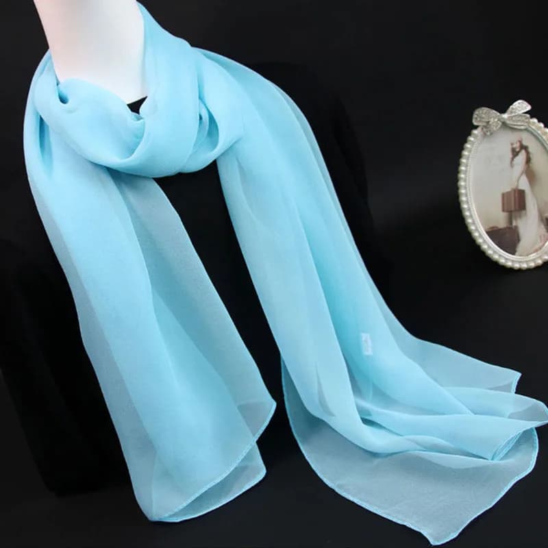 Women's Silk Scarves in Korean Solid Chiffon Travel Vacation For Women's Long Slim Women's Summer V10
