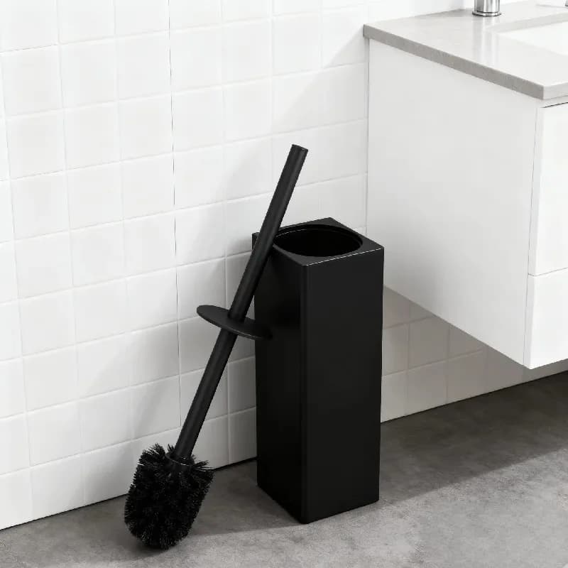 Floor-standing Bathroom Toilet Brush Holder Set Stainless Steel Square Cleaning Tools Vertical Toilet Brush Cleaning Accessories