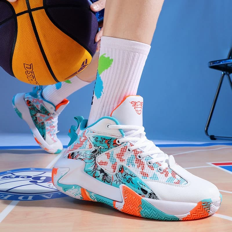 Wear Resistant Non-slip Basketball Shoes Breathable Mesh Teenagers Adult Men Women Sports Shoes Training for Practical Competitions