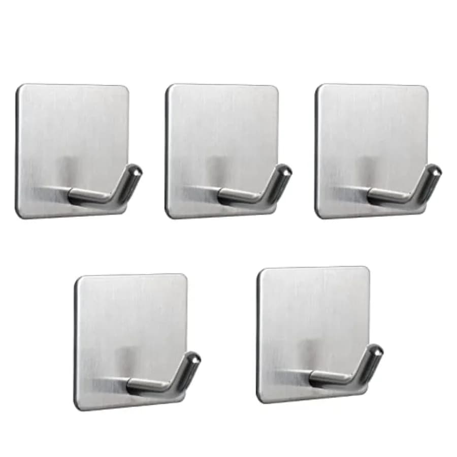 Adhesive Hooks- Heavy Duty Bath Wall Hooks Waterproof Stainless Steel Towel Hangers Stick on Wall Clothes Holders for Bathroom