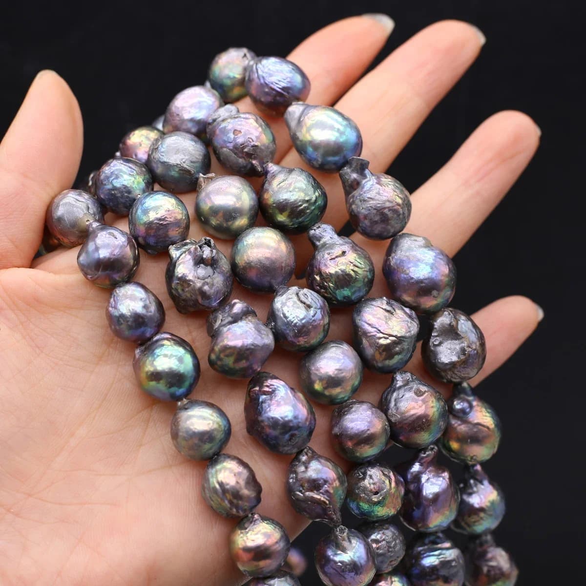 14-16mm Perla Barocca Nera Naturale Perla Irregolare Branello Allentato Del Distanziatore per Fare Gioielli FAI DA TE Collana Bracele Accessori