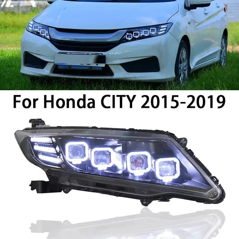 Gruppo faro per auto per Honda CITY Faro a LED 2015-2019 Fari CITY DRL Indicatori di direzione Abbaglianti Angel Eye Lente per proiettore