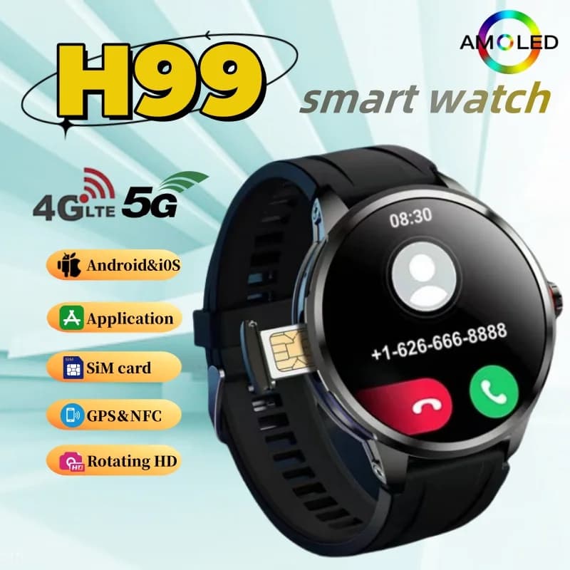 H99 New Double System 5G Full Network 256 GB Rom 1.95 inch HD Smart Watch GPS WIFI Game Application Mall