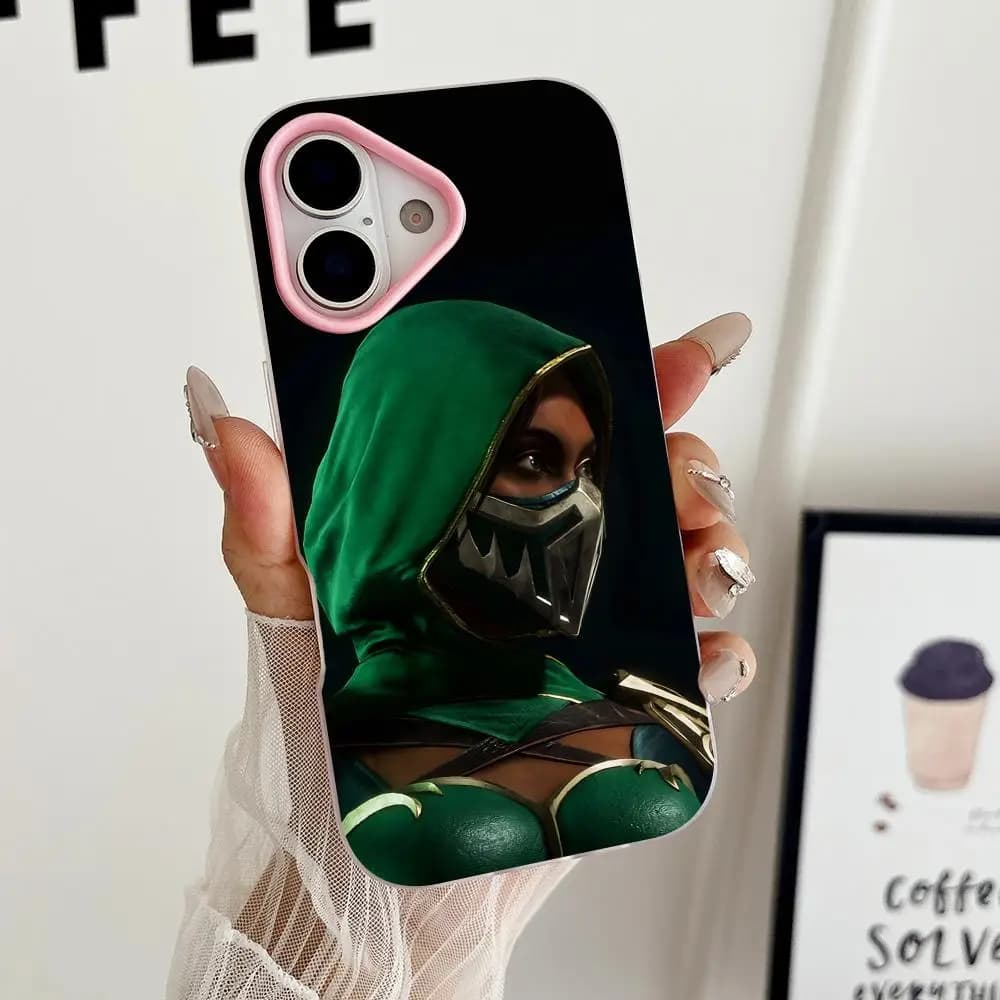 Cover per iPhone Mortal Kombat Jade a doppio strato in gel rosa per modelli 17, 16, 15, 14, 13, 12, 11 Air Pro Max Plus