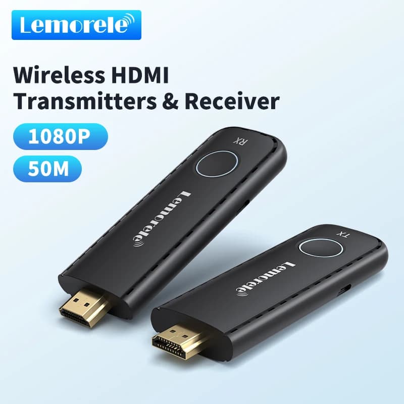 Lemorele 1080P HDMI Wireless Transmitter and Receiver Wireless Extender Video Transceiver Adapter for PC TV Projector Monitor