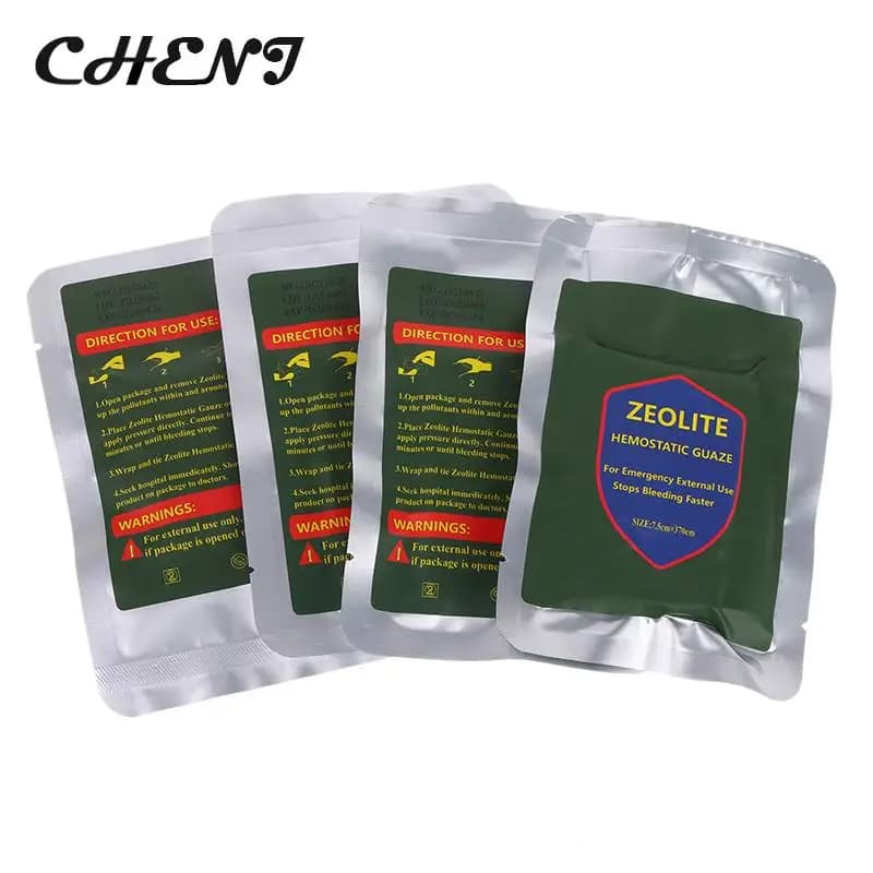 1 sacchetto emostatico caolino garza combattimento emergenza Trauma Z-Fold solubile per Ifak tattico militare Kit di pronto soccorso ferita medica