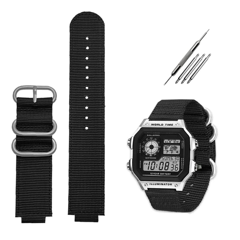 Cinturino in Nylon modificato per Casio AE1200WH/1300/1000/1500 AE-1200 A158W A159 cinturino da polso impermeabile per sport all'aria aperta 24*18mm