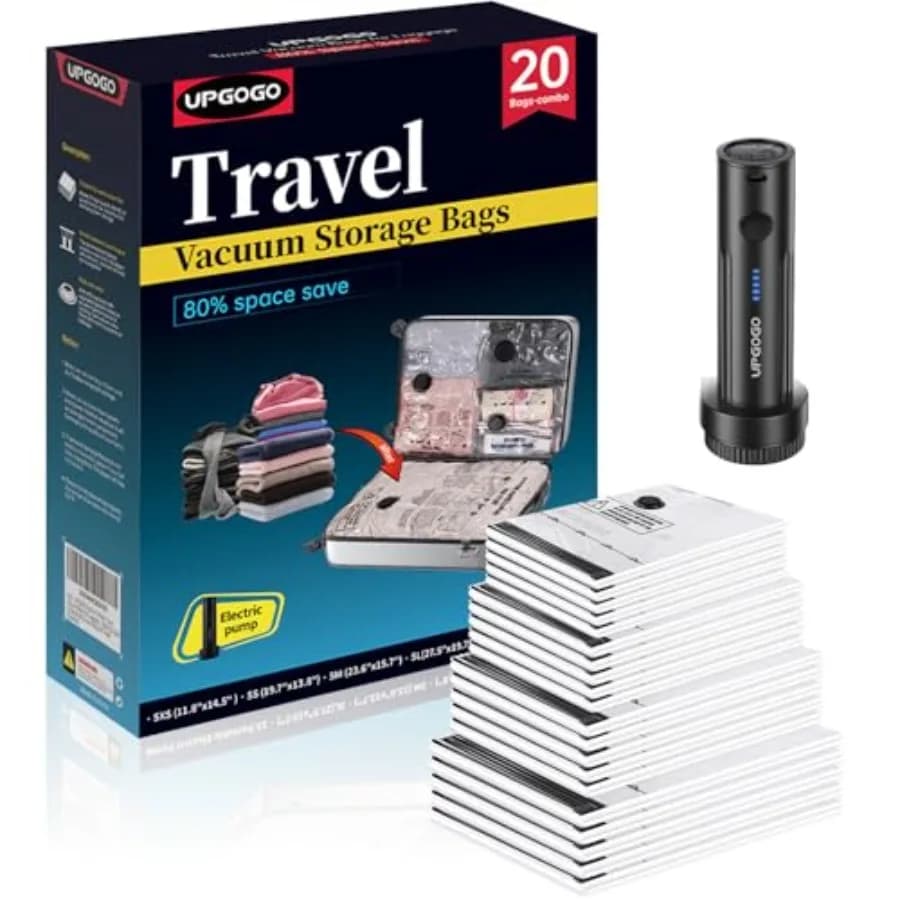 Sacchetti Sottovuoto da Viaggio per Bagagli con Pompa Elettrica Portatile, Sacchetti Sottovuoto per Vestiti, Cubi di Compressione per Imballaggio, Nave da Crociera