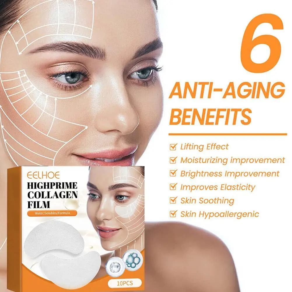 5 pairs Highprime Collagen film soluble collagen patch Film Anti aging mask for eyes removal of moisturizing facial wrinkles