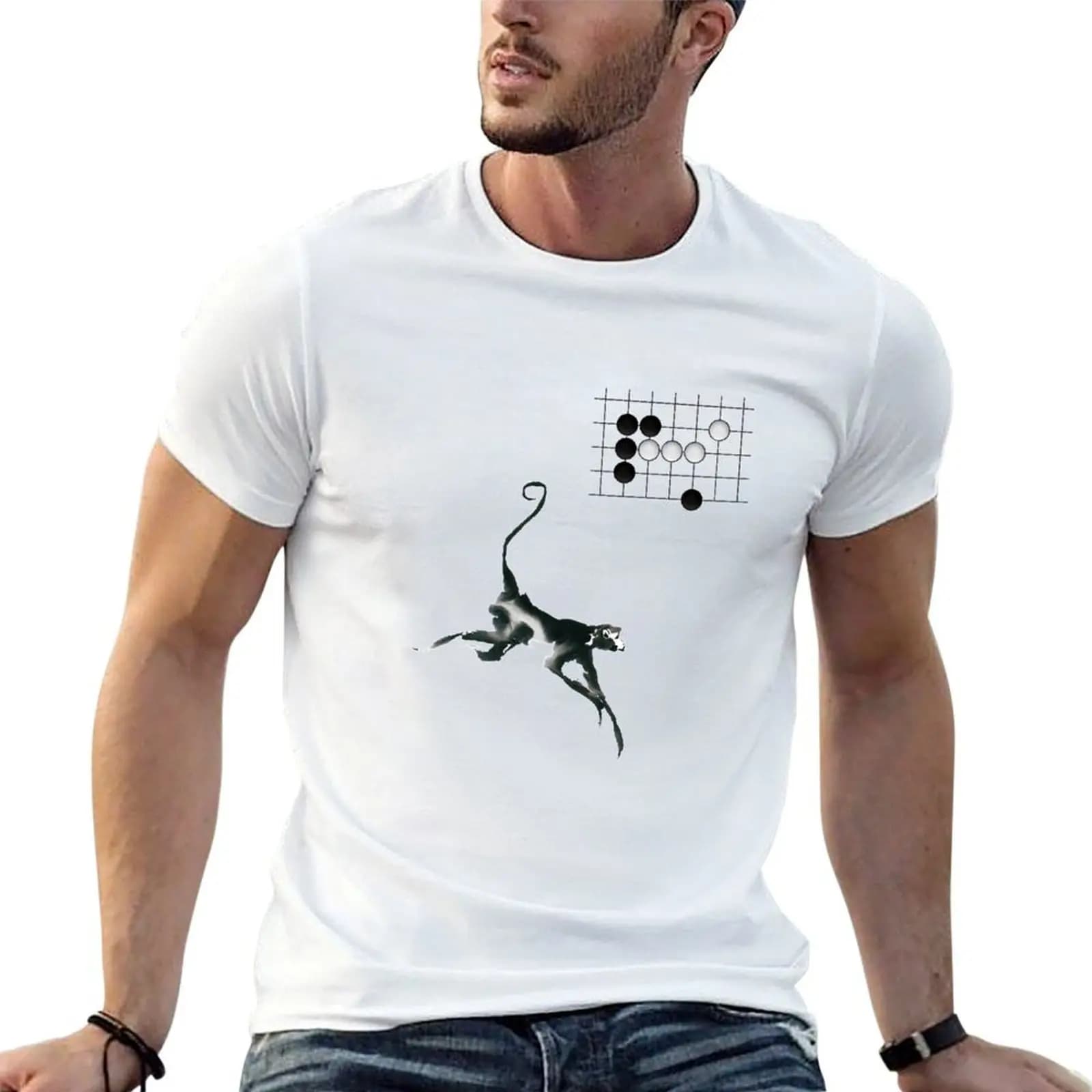 Monkey Jump - T-shirt del gioco da tavolo Weiqi Go Baduk, t-shirt con stampa personalizzata, t-shirt anime, t-shirt oversize essenziale