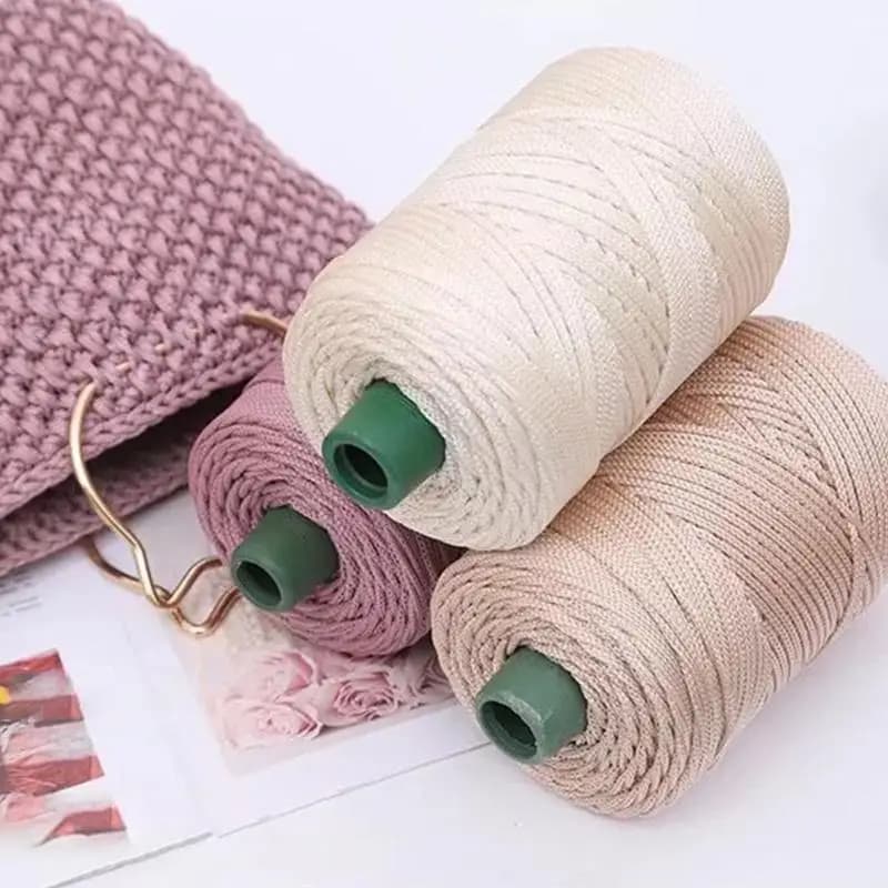 Filo per uncinetto estivo in corda di seta da 3 mm per borse, cappelli da sole, scarpe, cuscini fai da te, spessore medio, circa 200 m
