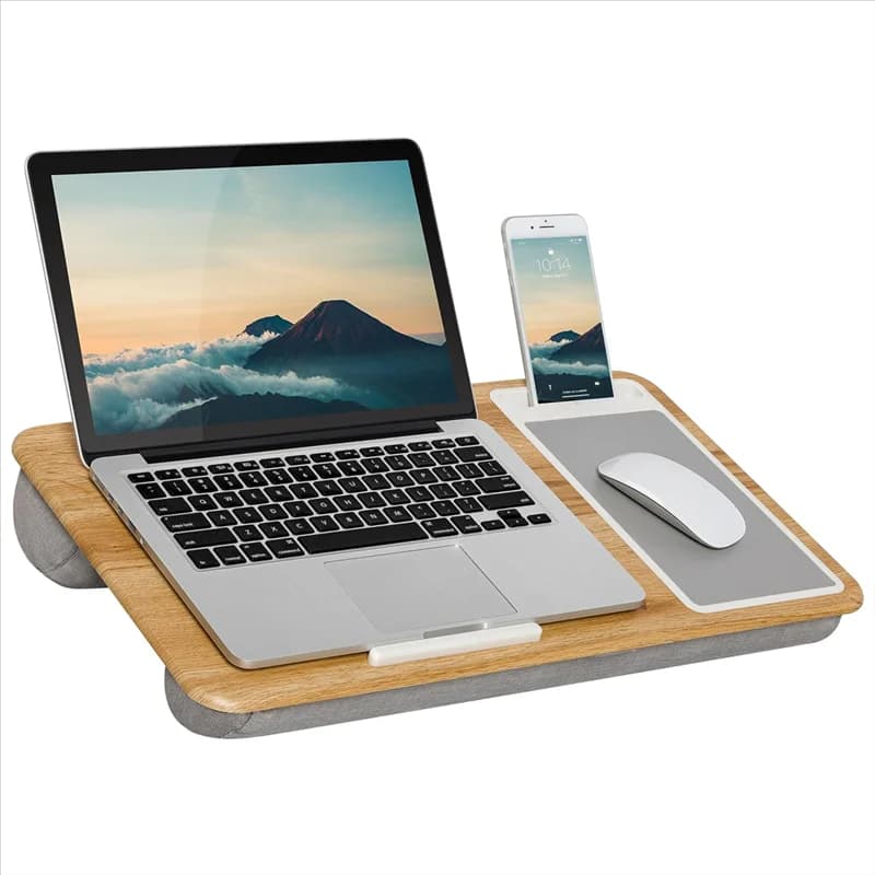 A20F-Home Office Pro Lap Desk con poggiapolsi, tappetino per mouse, supporto per telefono - Adatto ai laptop fino a 15,6 pollici