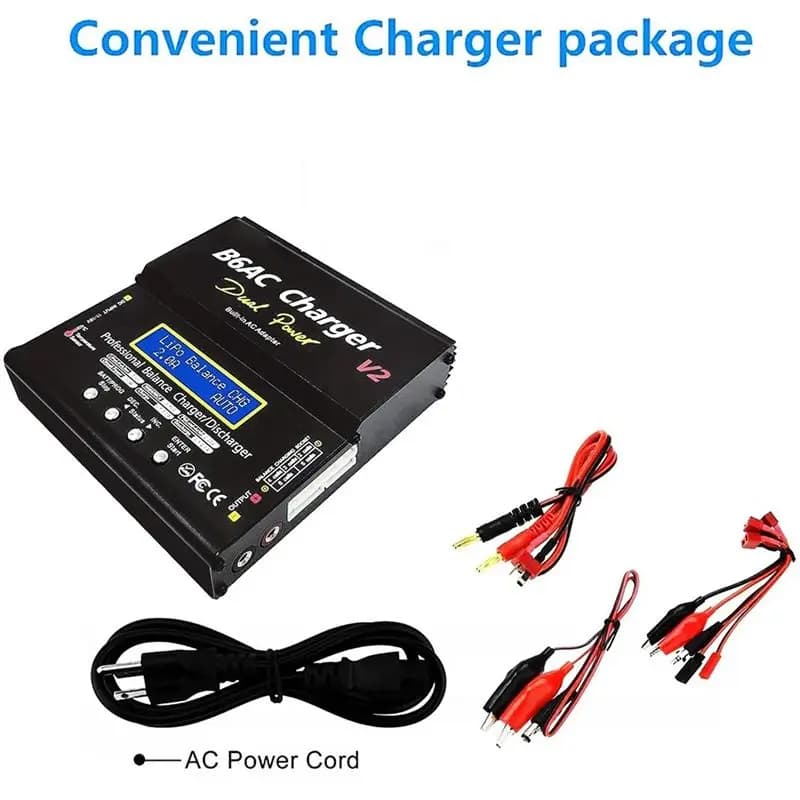 Caricabatterie SEO Aircraft Model B6 Nero IMAX B6AC V2 80W 7A Smart Balance Charger per Batterie al Litio NiMH con Spina USA