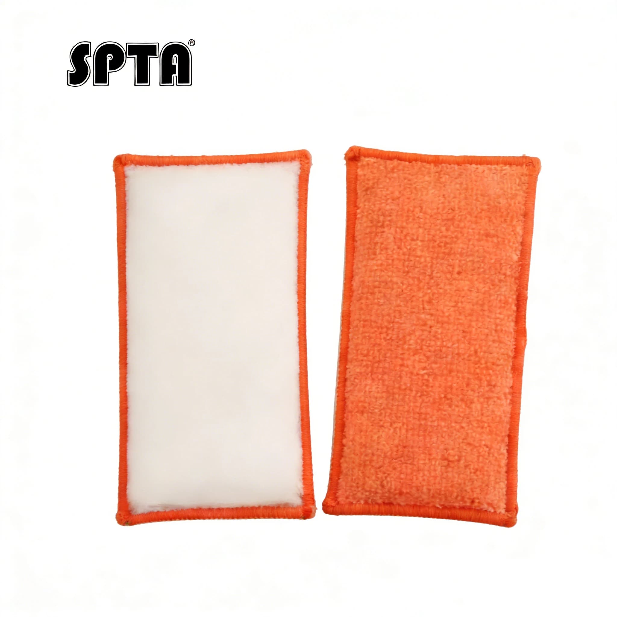 SPTA 2 spugne per lavaggio interni Ninja per auto (15 x 8,5 cm) applicatore di cera in microfibra arancione bianco per il lavaggio dell'auto