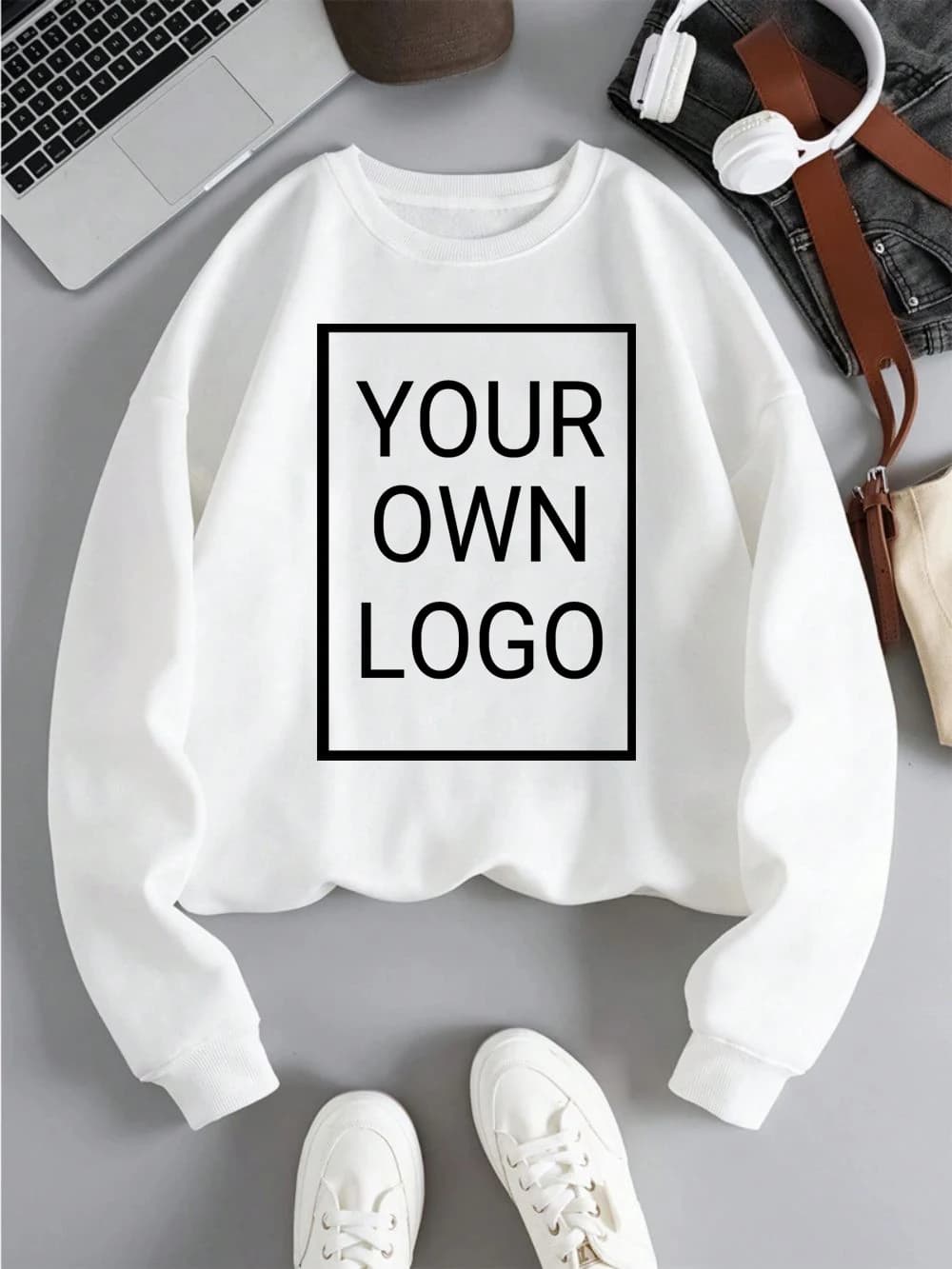Basic Customized Womens Sweatshirts Casual Loose Hoodies Korean Fleece Warm Tops DIY Your Graphic Pullovers Sporty Woman Clothes