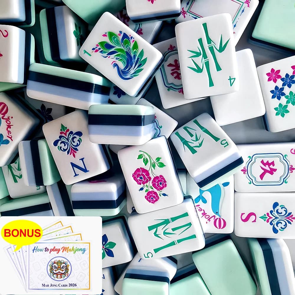 Hot Sale Cyan 4-Layer Acrylic American Mahjong Set, 160 Waterproof Mahjong Tiles, Portable Home Leisure Game Perfect for Gifts
