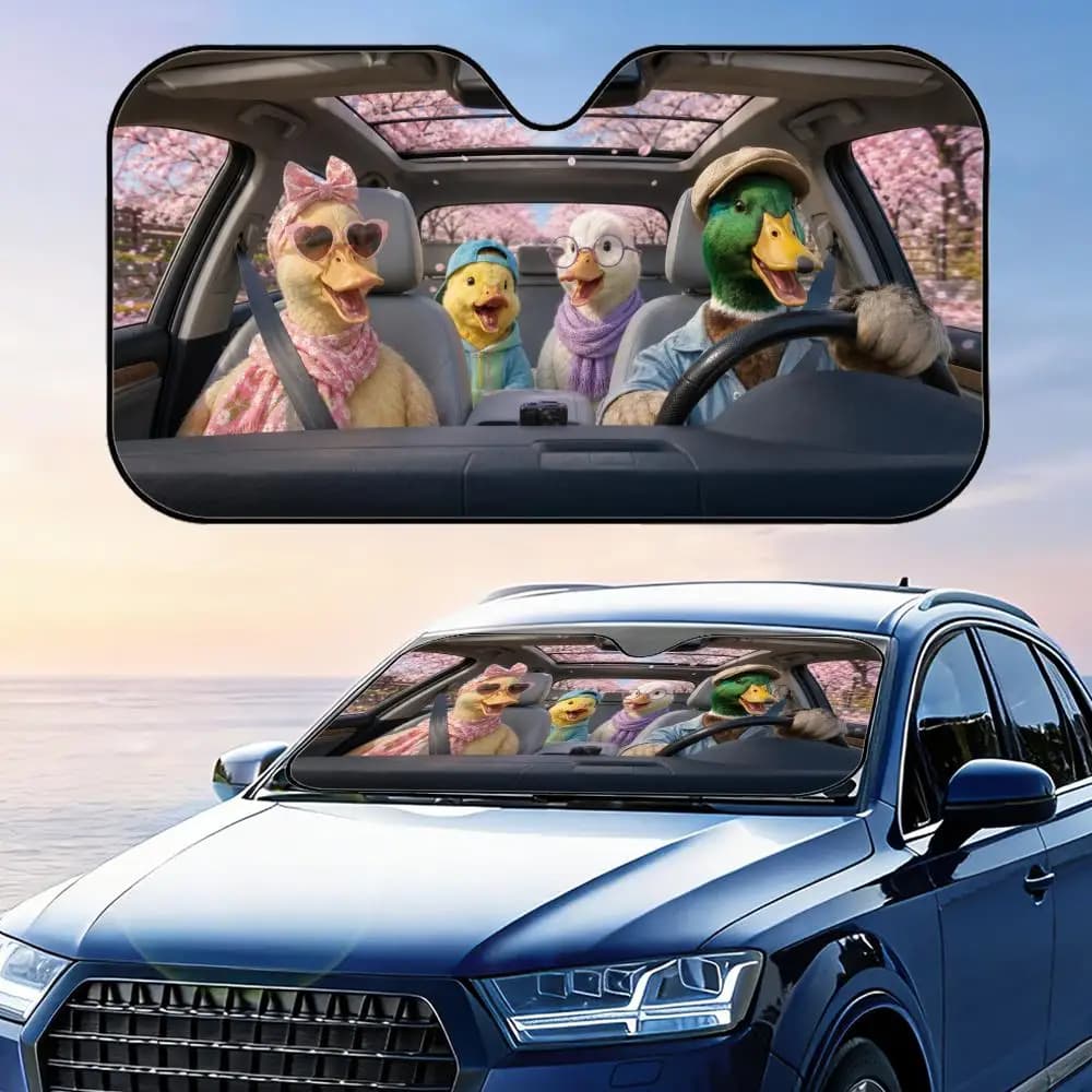 Parasole Divertente a Forma di Anatra per Auto, Pieghevole, Protezione UV, Isolamento Termico Riflettente, Copertura Riutilizzabile