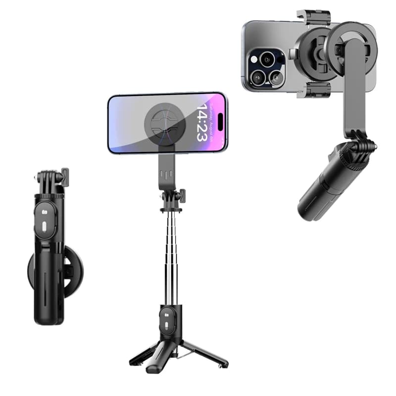 P08Y Pro (MagSafe) Mini selfie stick magnetico Stabilizzatore treppiede remoto Bluetooth con telecomando per smartphone