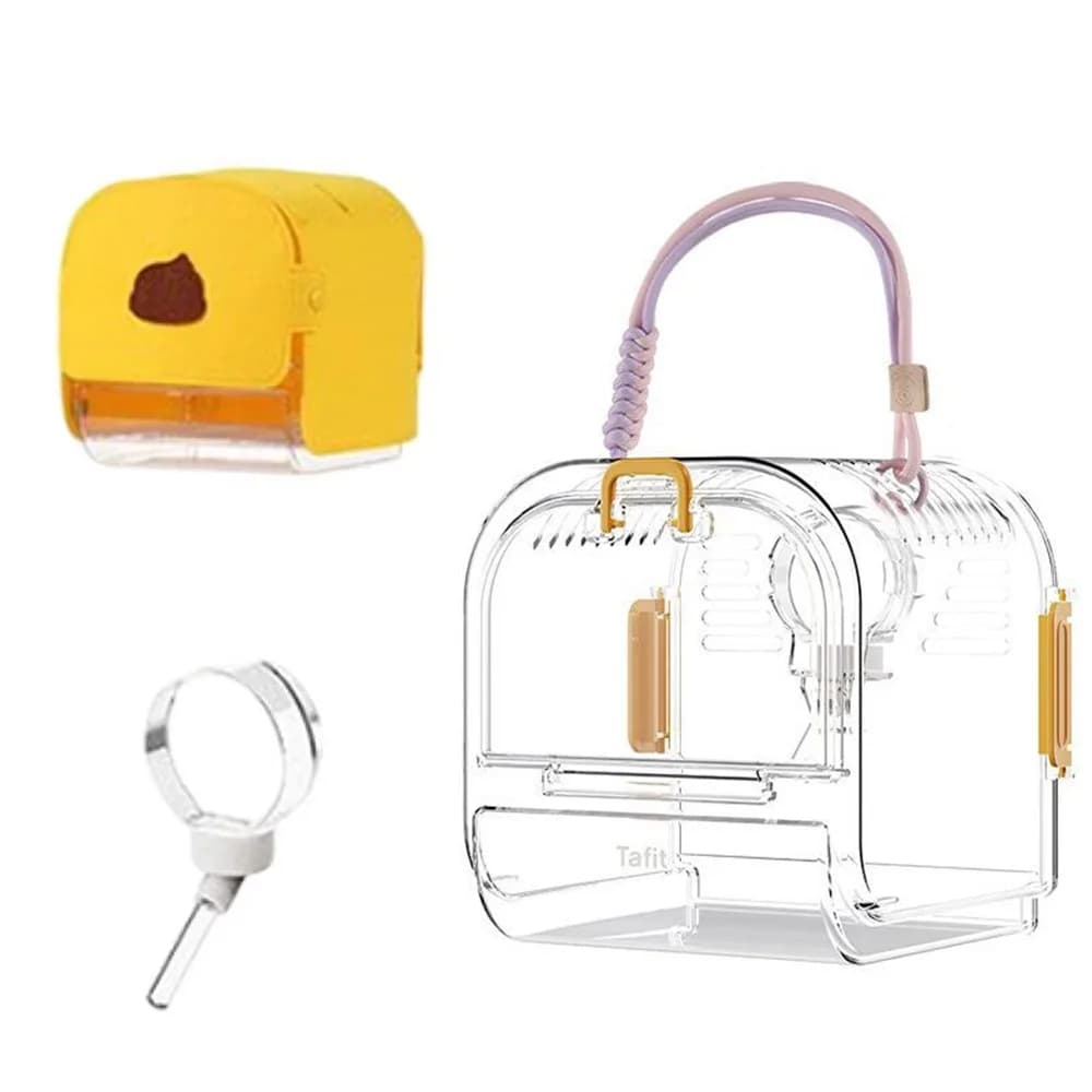 Trasportino Portatile per Animali Domestici Traspirante con Copertura, Gabbia da Viaggio per Criceti Staccabile con Bottiglia d'Acqua, Box per Criceti da Esterno