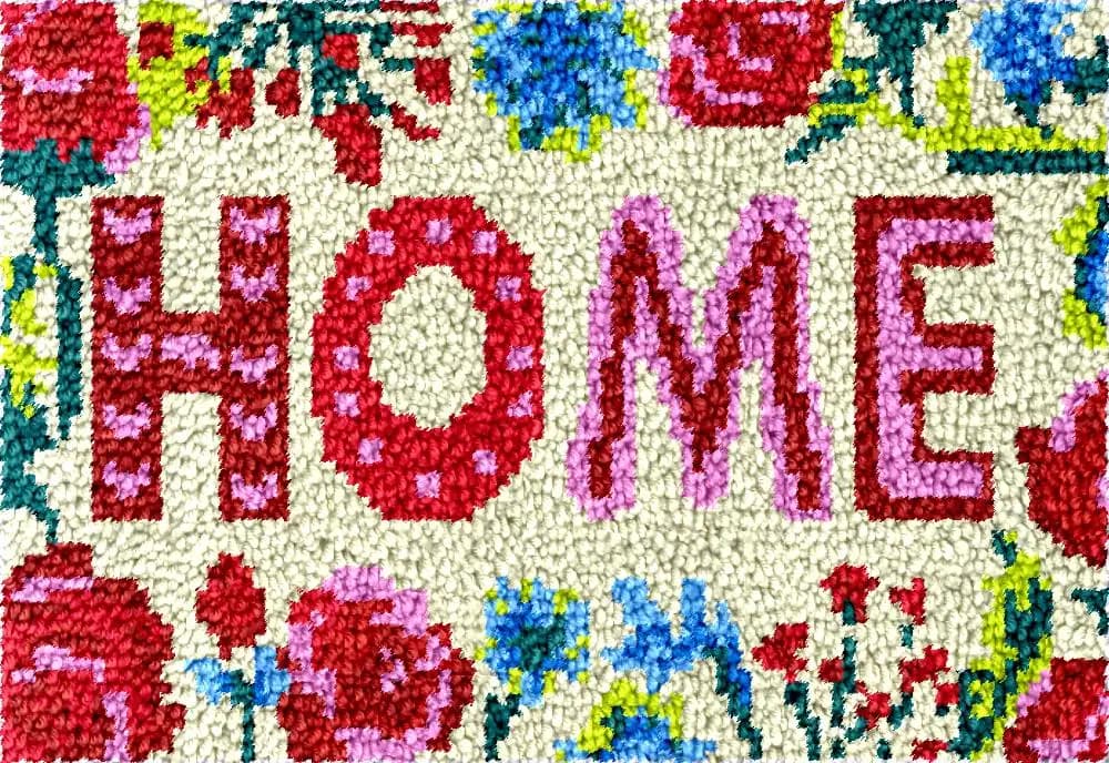 Letter HOME Kit carpet with hook closure Set embroidery for carpets with pre-printed pattern Artisan Tape Smyrna Home decoration