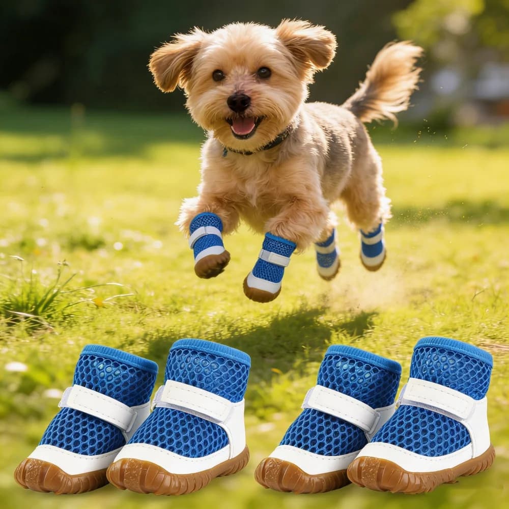 Stivali Impermeabili in Rete per Cani per Pavimentazione Calda, Scarpe Antiscivolo Protettive per Zampe di Cani Piccoli e Medi, per Escursioni e Passeggiate all'Aperto