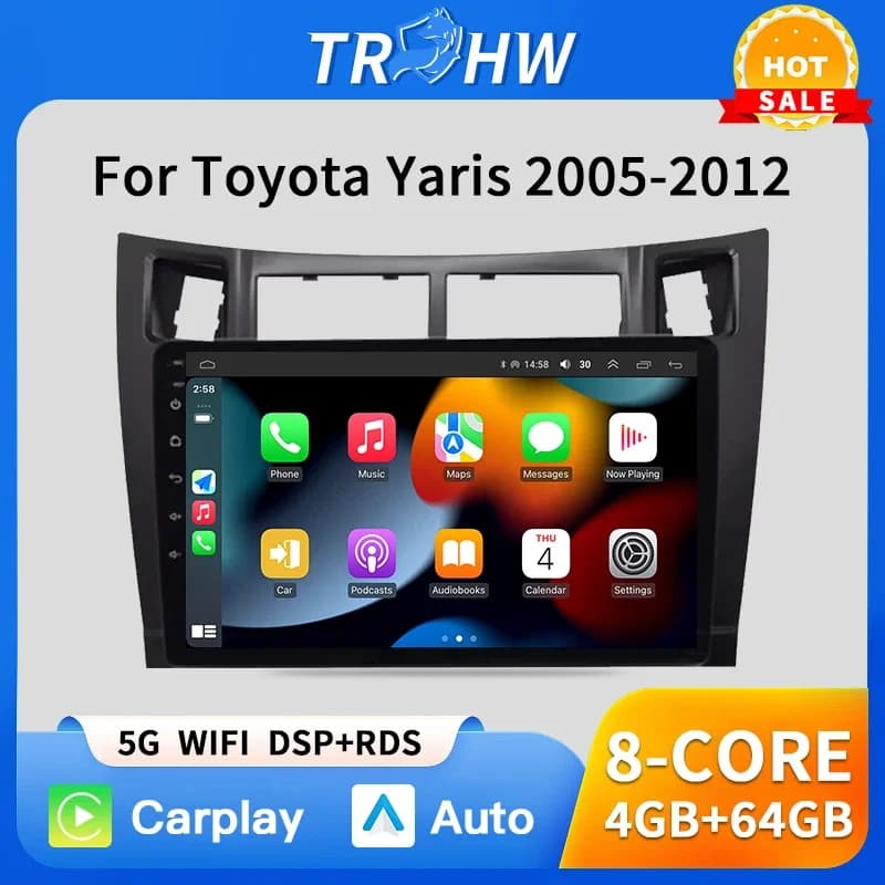 For Toyota Yaris 2005 2006 2007 - 2012 Carplay Multimedia Car Reader Radio Autoradio Android 13 Automatic GPS Navigator