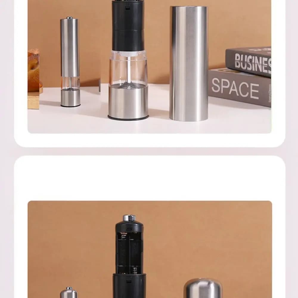 Durable Stainless Steel Electric Pepper Grinder Automatic Salt Mill Kitchen Spice Crusher Gadget Easy Operation Tool