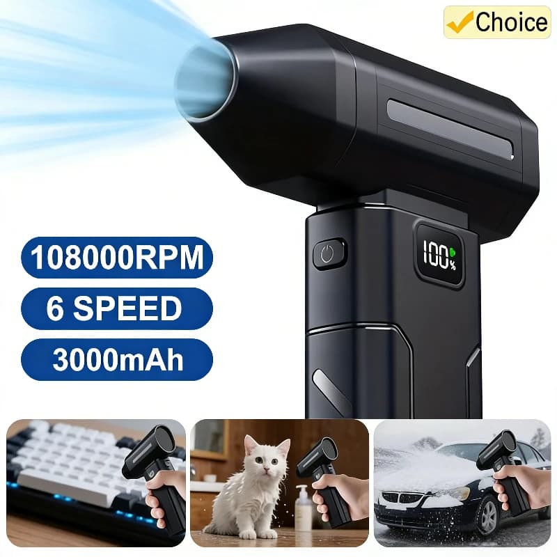 X8 Potente Soffiatore Elettrico 150000RPM, Ventilatore Turbo Brushless, Aspirapolvere Portatile, Ventilatore ad Alta Potenza