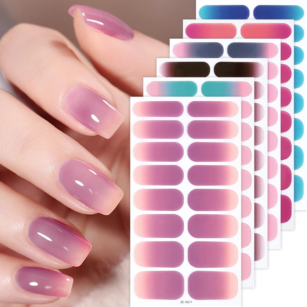 16 punte adesivi per unghie senza cottura fai da te strisce adesive sfumate per smalto copertura completa involucri per unghie decorazione manicure adesivo per unghie