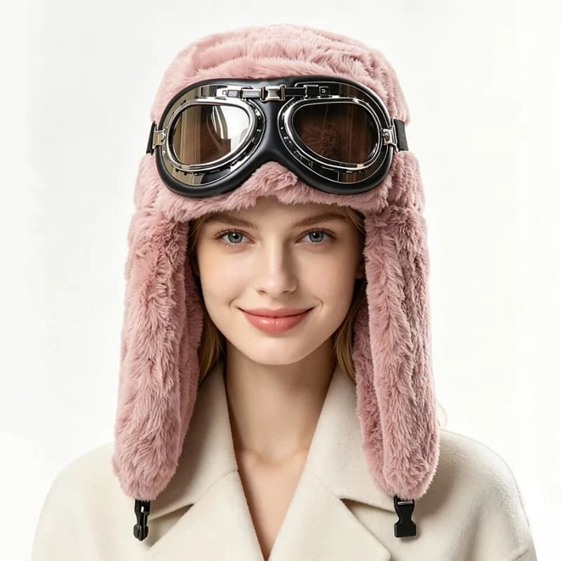 Unisex New Vintage Goggle Aviator Hat Fleece Lined Ear Cover Ski Cap Warm EU US Style