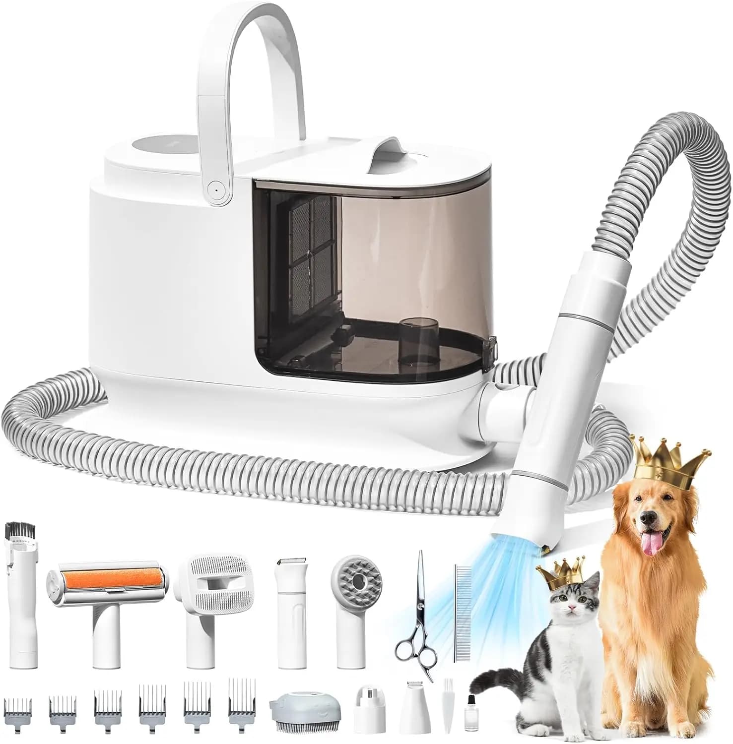 Aspirapolvere per Toelettatura Animali da 3,5L con Aspirazione di 13000kPa, 17 Strumenti per Rimozione Peli di Cane e Pulizia Domestica