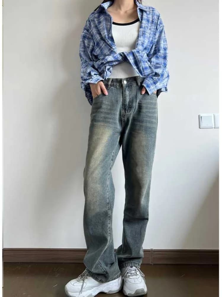 Jeans Uomo Svasati Stile High Street, Pantaloni Cleanfit, Nuovi Pantaloni Autunnali a Gamba Dritta e Larga, Pantaloni Lunghi a Tutta Lunghezza