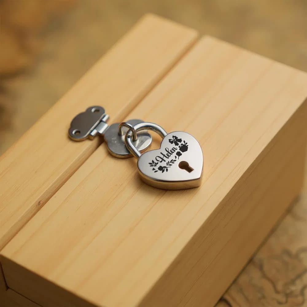 1 Pezzo Lucchetto da Viaggio Personalizzabile con Fiocco e Fiore, per Scatole di Gioielli e Piccole Scatole in Legno