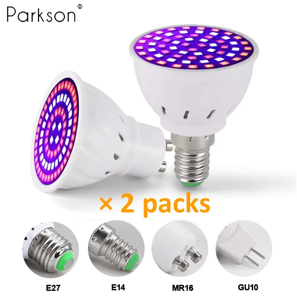 2 pz/lotto LED Coltiva La Lampadina E27 E14 GU10 MR16 220V Spettro Completo Serra Idroponica Coltiva la lampada Fiore Semina Pianta Phytolamp