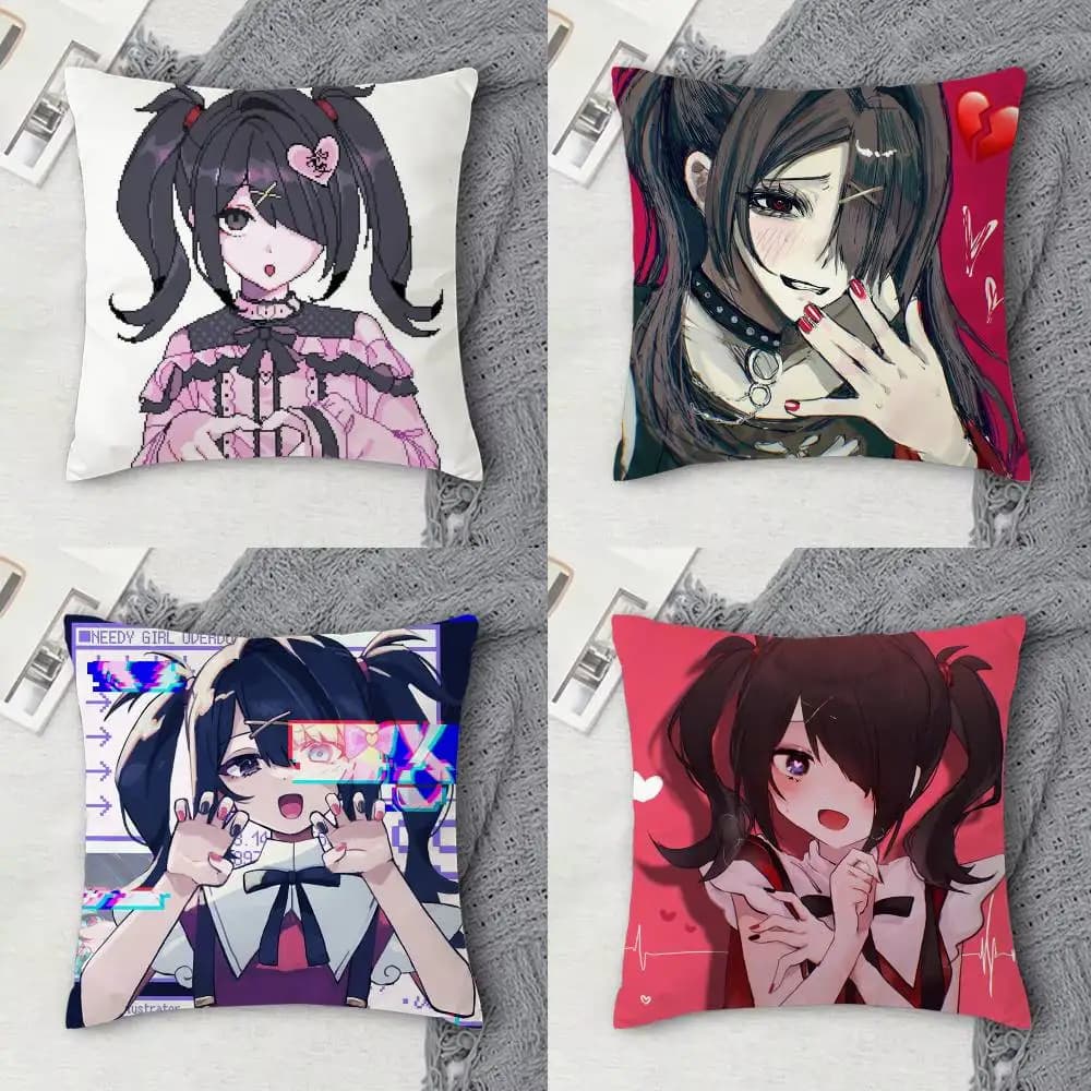 2026 A-Ame Chan Needy Streamer Overload Double-sided Printed Square Decorative Cushion Cover for Sofa Living Room Home Decor