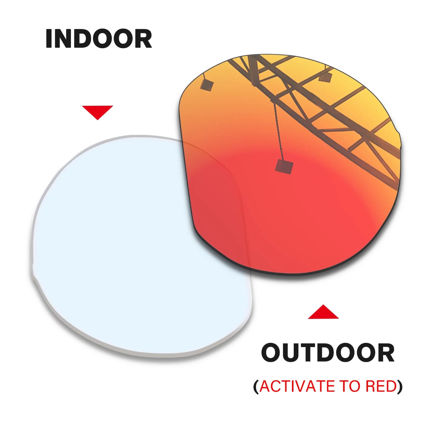 Transition Clear to Red 1.5MM Replacement lenses for Oakley Meta HSTN OW8002, Anti-Scratch & Impact Resistant