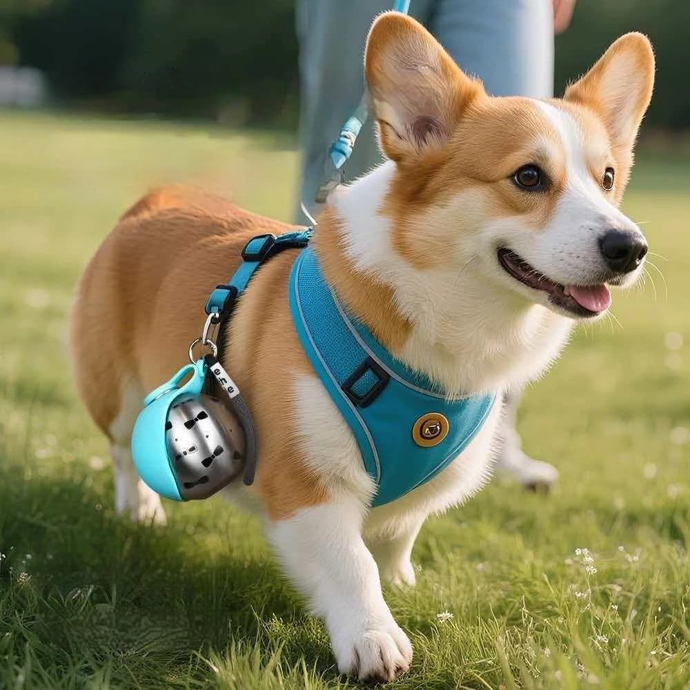 Bottiglia d'Acqua Pieghevole per Animali Domestici, Tazza Portatile Antigoccia per Cani, Ciotola in Acciaio Inox e Silicone per Passeggiate all'Aperto